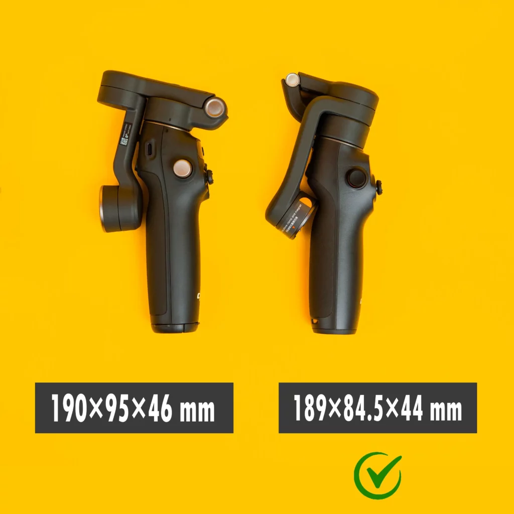 مقایسه ابعاد بسته گیمبال OM7P با گیمبال OM6